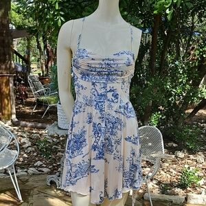 New W Tags CIDER Polyester Stretchy Children Blue Toile Mini Dress XS
